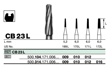 Tc bur tapered