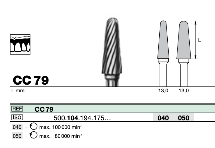 TC Cutter Tapered Round 040